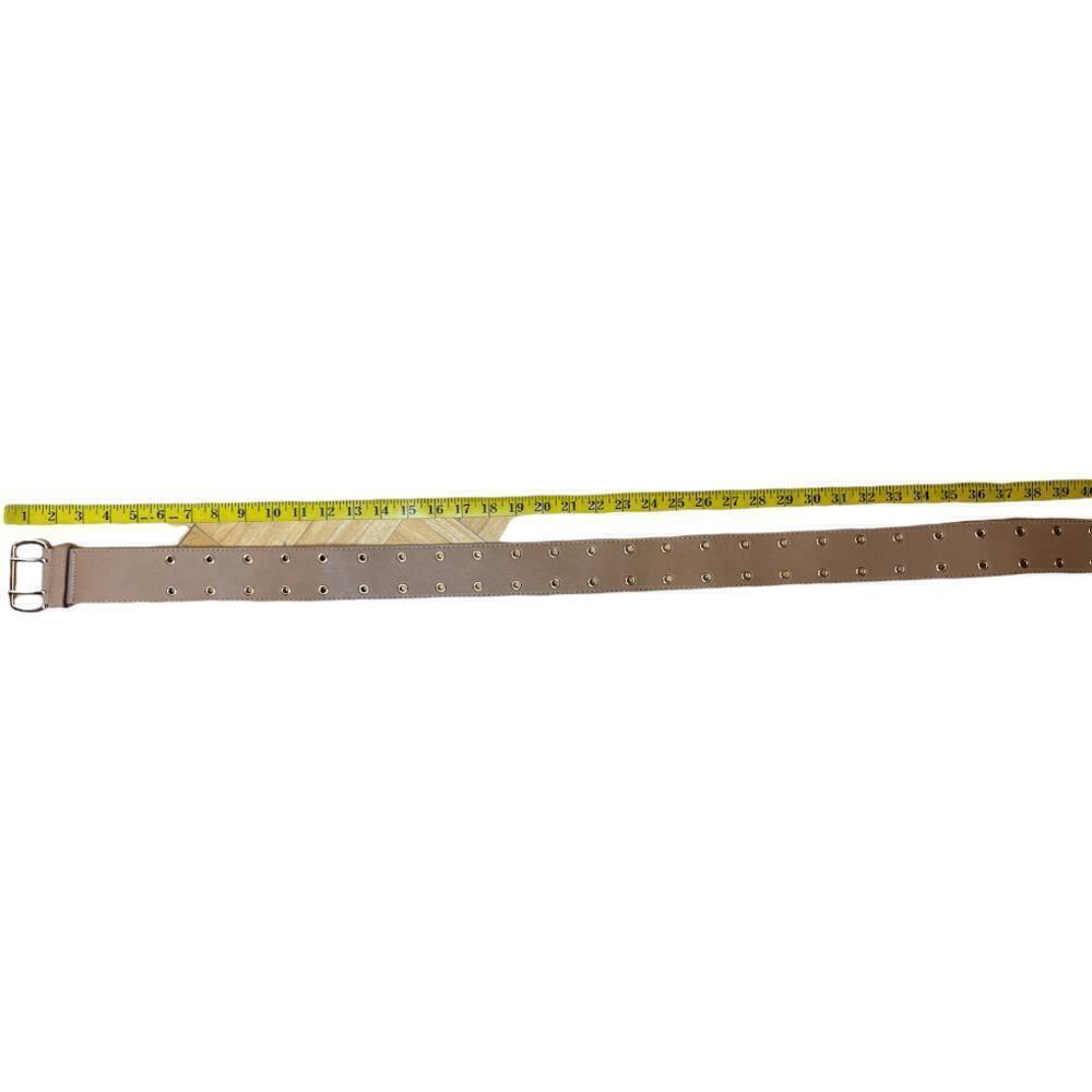 Wide Beige Faux Leather Belt S/M ~39"L~2"W - Picture 4 of 4